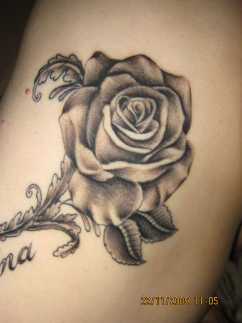 Black And White Rose Flower Tattoo